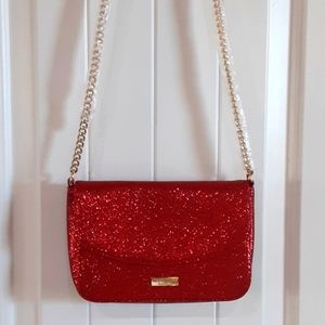 Red Glitter Chain Crossbody Bag - Unbranded